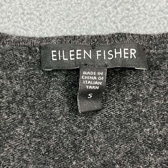 Eileen Fisher Wool Cardigan Sweater Small Draped Ruffle Waterfall Open Front - Picture 4 of 11